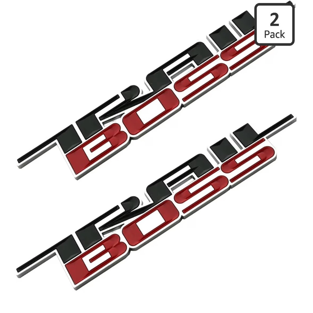 12” Pair Set 2019-2021 Trail Boss Emblems 3D Badge Side Replacement (Black Red)